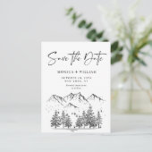 Hand Drawn Mountains Forest Wedding Save the Date Aankondigingskaart (Staand voorkant)