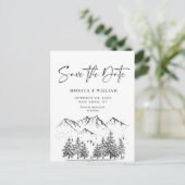 Hand Drawn Mountains Forest Wedding Save the Date Briefkaart (Staand voorkant)