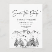 Hand Drawn Mountains Forest Wedding Save the Date Briefkaart (Voorkant)