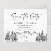 Hand Drawn Mountains Forest Wedding Save the Date Briefkaart (Voorkant)