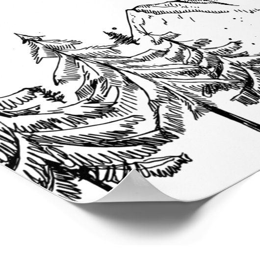 Hand Drawn Mountains Forest Weduwde Welcome Poster (Hoek)