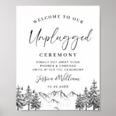 Hand Drawn Mountains Unplugged Wedding Ceremony Poster (Voorkant)