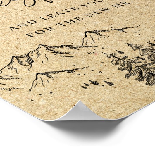 Hand Drawn Mountains Weddenschap Ons Guestbook Poster (Hoek)