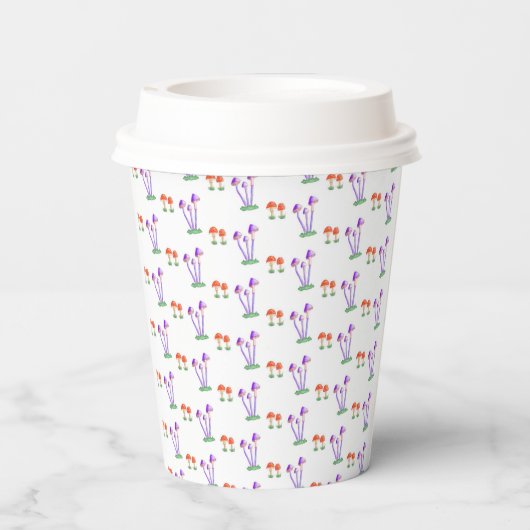 Hand-Drawn Mushroom Paper Cups Papieren Bekers (Achterkant)