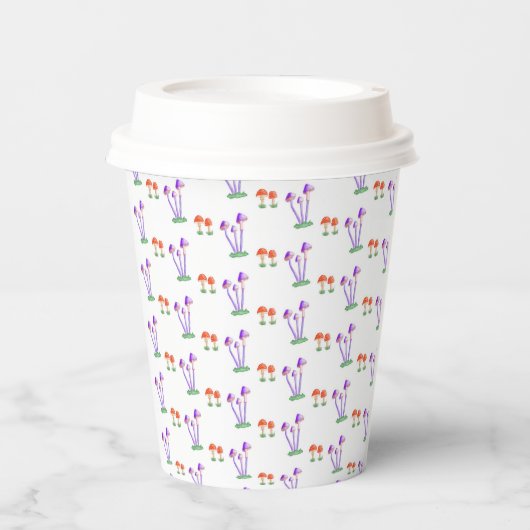 Hand-Drawn Mushroom Paper Cups Papieren Bekers (Voorkant)
