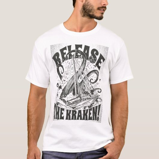 Hand-Drawn Nautical Tee – Release the Kraken! T-shirt (Voorkant)