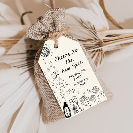  Hand Drawn New Year's Eve Party Gift Tags Cadeaulabel