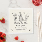 Hand Drawn New Year's Eve Party Napkins Servet (Insitu)