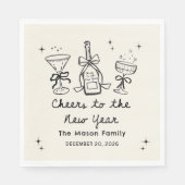 Hand Drawn New Year's Eve Party Napkins Servet (Voorkant)