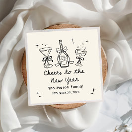 Hand Drawn New Year's Eve Party Napkins Servet