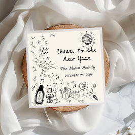 Hand Drawn New Year's Eve Party Napkins  Servet