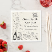Hand Drawn New Year's Eve Party Napkins  Servet (Insitu)