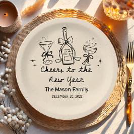 Hand Drawn New Year's Eve Party Paper Plates  Papieren Bordje