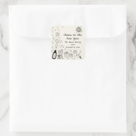 Hand Drawn New Year's Eve Party Sticker (Tas)