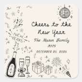 Hand Drawn New Year's Eve Party Sticker (Voorkant)