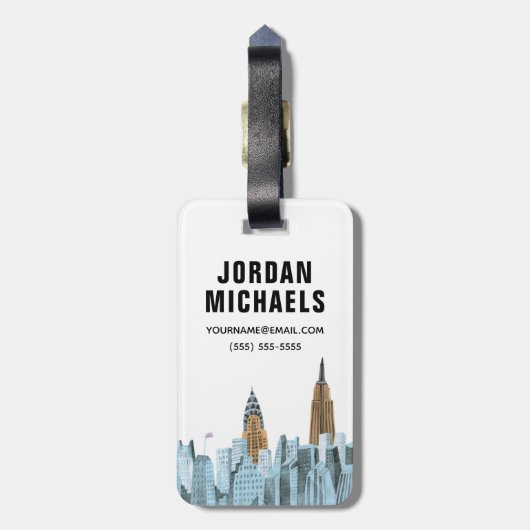 Hand Drawn New York City, NY Bagagelabel (Achterkant verticaal)