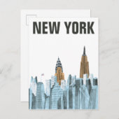 Hand Drawn New York City, NY Briefkaart (Voorkant / Achterkant)