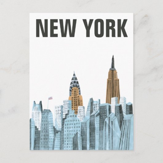 Hand Drawn New York City, NY Briefkaart (Voorkant)
