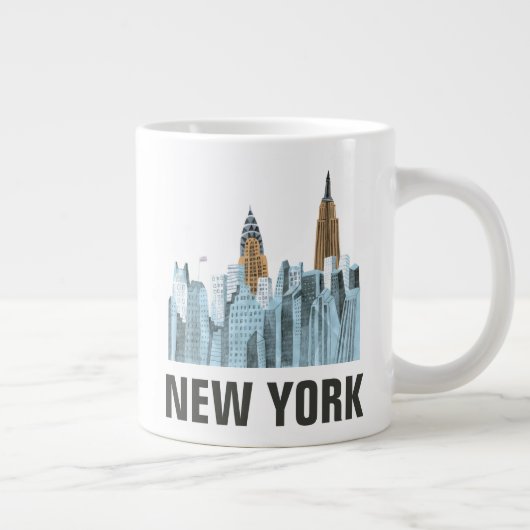Hand Drawn New York City, NY Grote Koffiekop (Rechts)