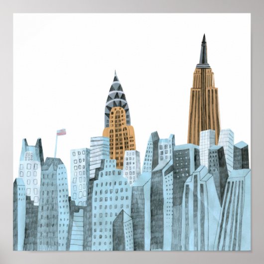 Hand Drawn New York City, NY Poster (Voorkant)