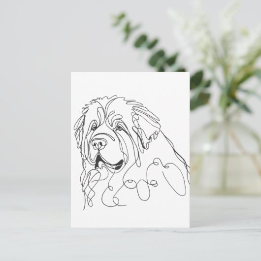 Hand Drawn Newfoundland Minimalist Line Art Briefkaart (Staand voorkant)