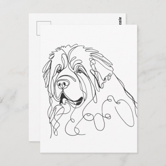 Hand Drawn Newfoundland Minimalist Line Art Briefkaart (Voorkant / Achterkant)