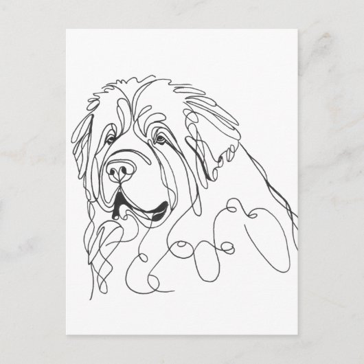 Hand Drawn Newfoundland Minimalist Line Art Briefkaart (Voorkant)