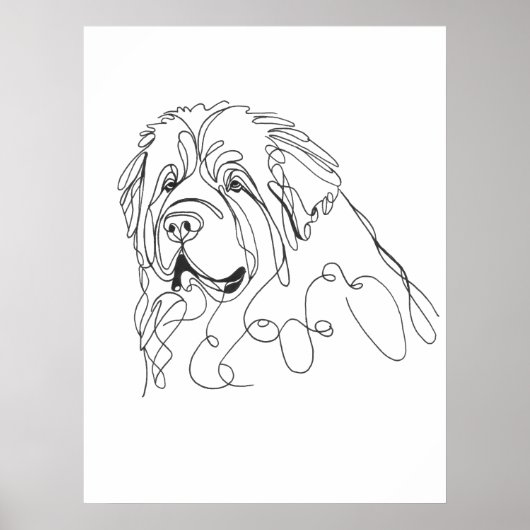 Hand Drawn Newfoundland Minimalist Line Art Poster (Voorkant)