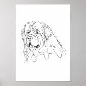 Hand Drawn Newfoundland Minimalist Line Art Poster (Voorkant)