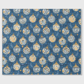 Hand Drawn Nordic Folk Art Wrapping Paper Roll Cadeaupapier (Vlak)