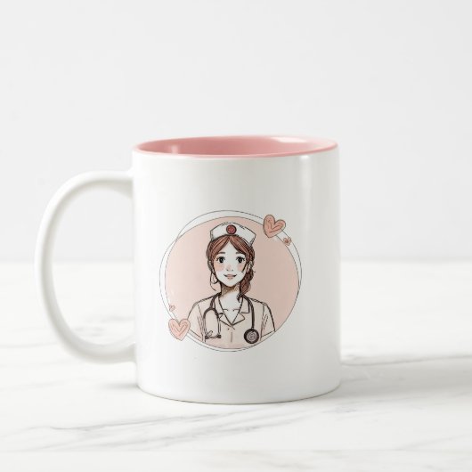 Hand Drawn Nurse Mug Personalized Gift Tweekleurige Koffiemok (Links)