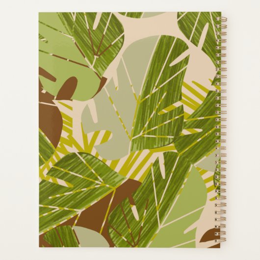 Hand Drawn Oerwoud Greenery Brown Leaf Planner (Achterkant)