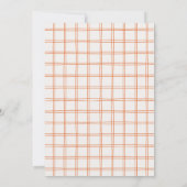 Hand Drawn Orange Gingham Bow Neutral Baby Shower  Bedankkaart (Achterkant)