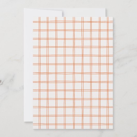 Hand Drawn Orange Gingham Bow Neutral Baby Shower Bedankkaart (Achterkant)