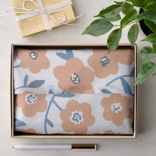 Hand-drawn Orange Wildflowers Tissuepapier (Geschenk)
