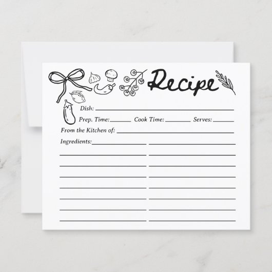 Hand Drawn Organic vegetables Recipe Card (Voorkant)