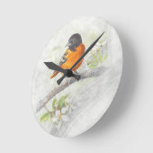 Hand Drawn Oriole Bird Illustration Ronde Klok (Hoek)
