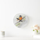 Hand Drawn Oriole Bird Illustration Ronde Klok (Huis)