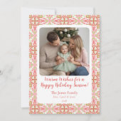 Hand-Drawn Ornament Pattern Holiday Photo Card  Feestdagenkaart (Voorkant)