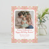 Hand-Drawn Ornament Pattern Holiday Photo Card  Feestdagenkaart (Staand voorkant)