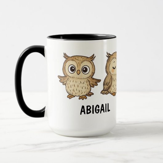 Hand Drawn Owl Custom Cute Mok (Links)