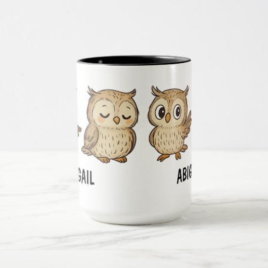 Hand Drawn Owl Custom Cute Mok (Midden)