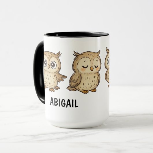 Hand Drawn Owl Custom Cute Mok (Voorkant links)