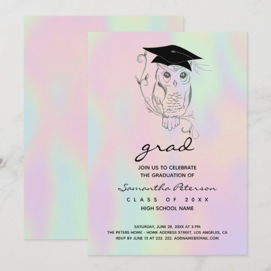 Hand Drawn Owl Kaart (Voorkant / Achterkant)