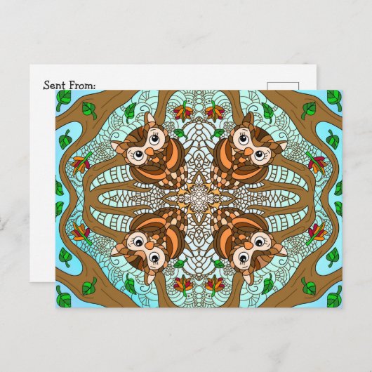 Hand Drawn Owl Mandala Artwork Briefkaart (Voorkant / Achterkant)