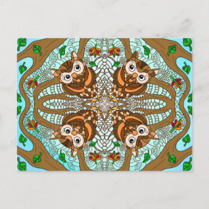 Hand Drawn Owl Mandala Artwork Briefkaart