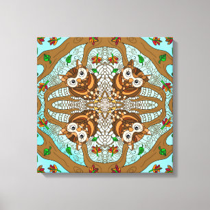 Hand Drawn Owl Mandala Artwork Canvas Afdruk