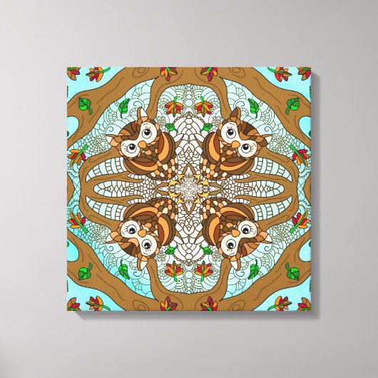 Hand Drawn Owl Mandala Artwork Canvas Afdruk (Voorkant)
