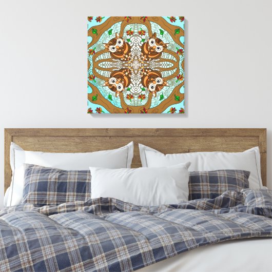 Hand Drawn Owl Mandala Artwork Canvas Afdruk (Insitu (Slaapkamer))