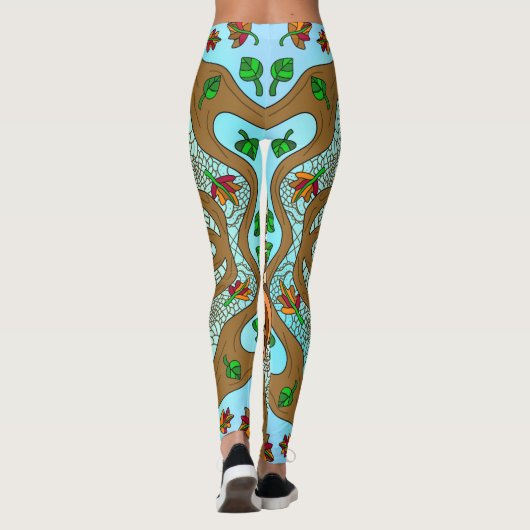 Hand Drawn Owl Mandala Artwork Leggings (Achterkant)